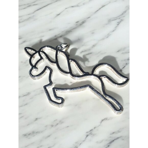 Enchanting Unicorn Open Bezel Charm Pendant - 2.5" x 1.5" - Picture 1 of 4